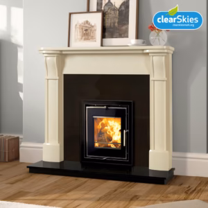 Athens 500 6.2kW multi-fuel cassette stove with large viewing glass.