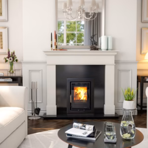 Eco C400 5kW multi fuel cassette stove in matt black.