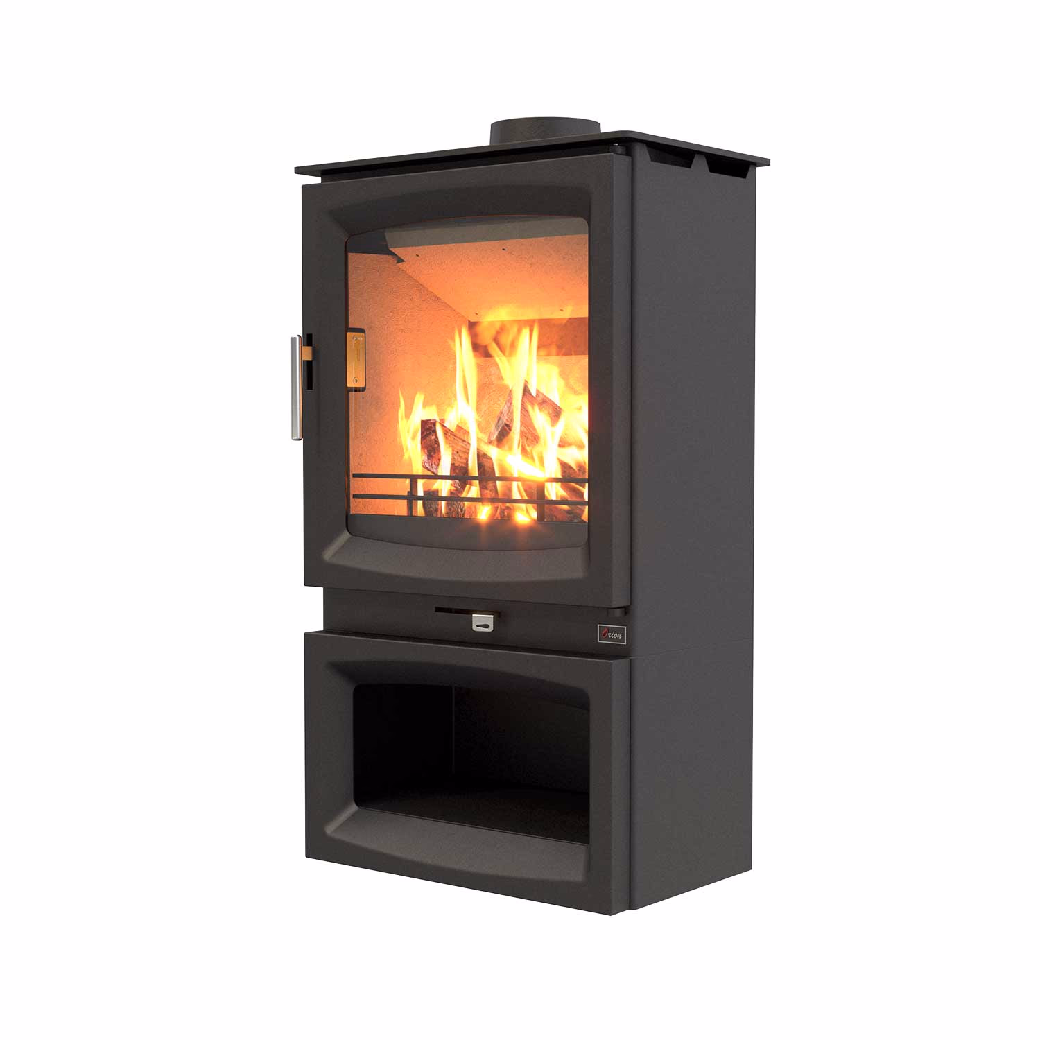 Burnbright 6.7kW multi fuel stove with optional logstore base