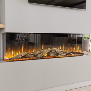 Aurora 1500 electric fire installed in a contemporary interior setting