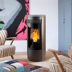 A11-A13 pellet stove shown in a contemporary interior setting