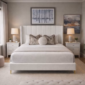 Kate Boucle Bed Frame in Cream