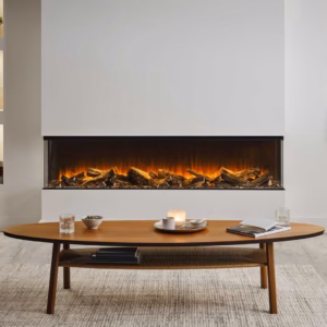 Forest 1900 electric fire with wide LED flame visuals and realistic log fuel bed.