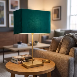 Gold Chrome Table Lamp - Emerald Green