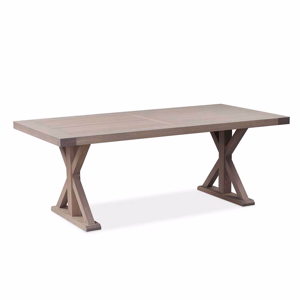 Harvard solid oak rectangular dining table with x-frame legs.