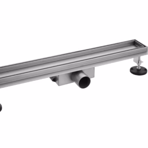 Linear chrome floor drain for bathroom or wetroom installation