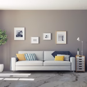 Marble Apuano Pulido 60 x 120 polished marble effect floor tile shown in a living room setting