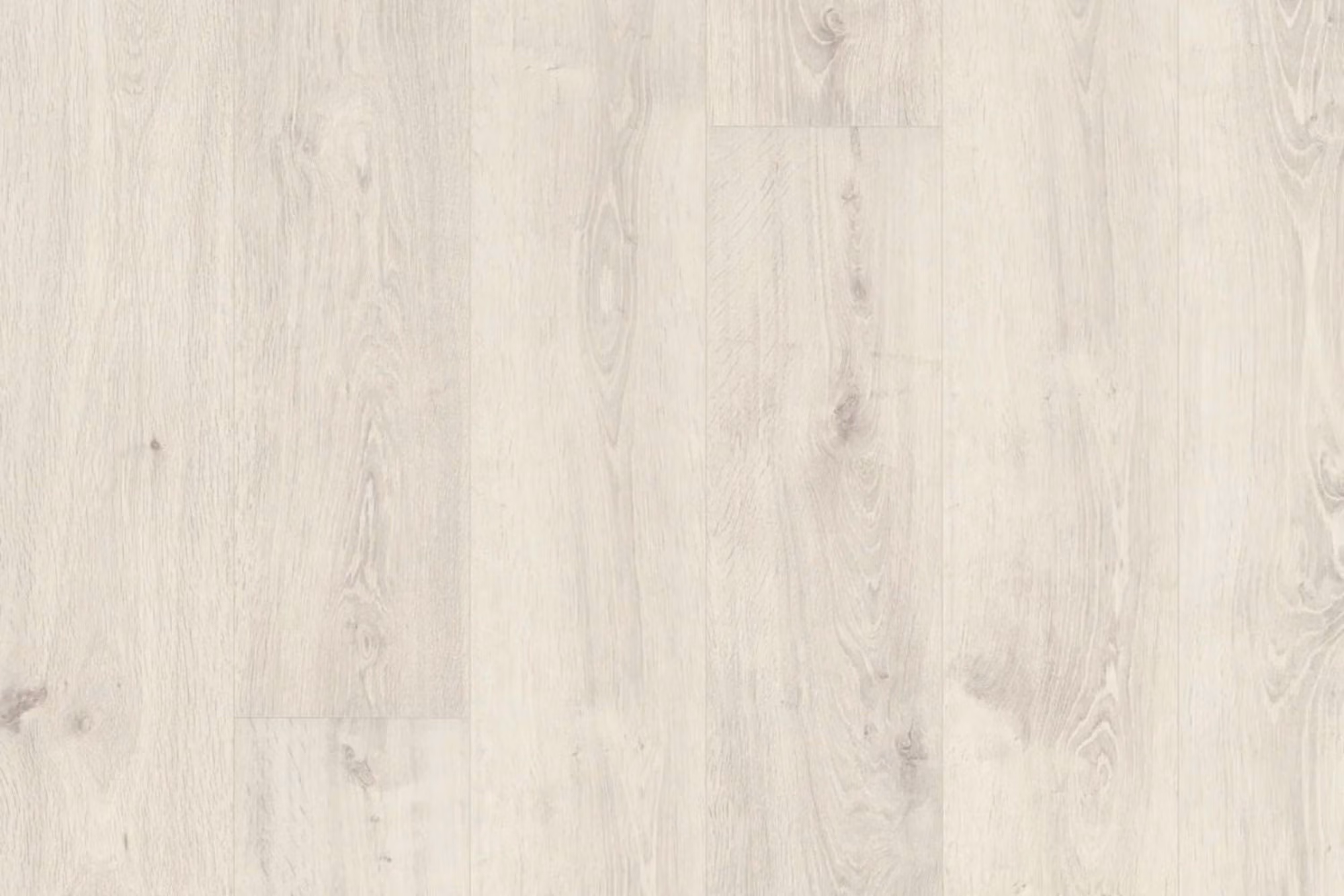 Close-up view of White Bayfoard Oak Aqua laminate flooring with soft white oak grain detail.