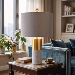Grey Marble Lamp - Large