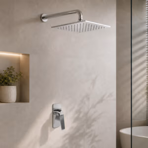 Trento Shower Mixer & Arva 200mm Square Shower Head