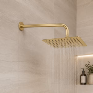 Sorrento Thermostatic Shower Mixer, Ceiling Arm in Brushed Gold